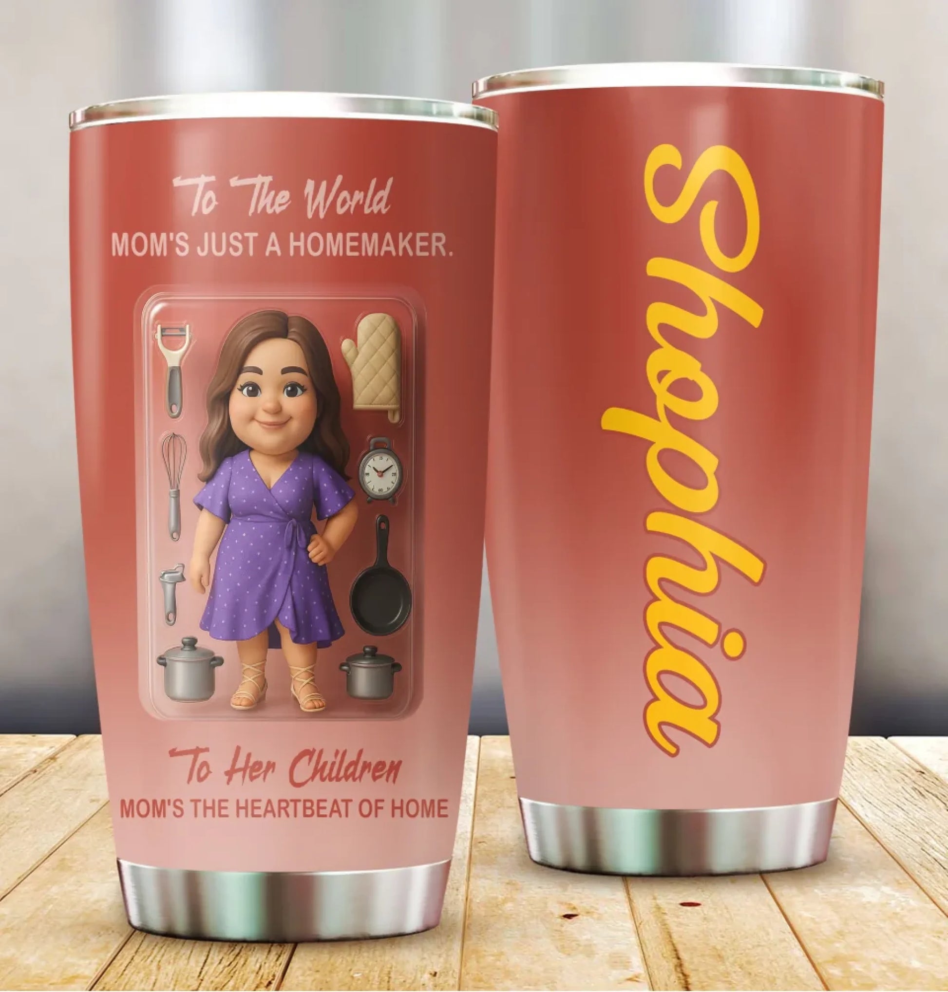 Homemaker Mom Mother’s Day Gift - Custom Chibi Photo & Name – Personalized 20oz Tumbler - Custom Choo