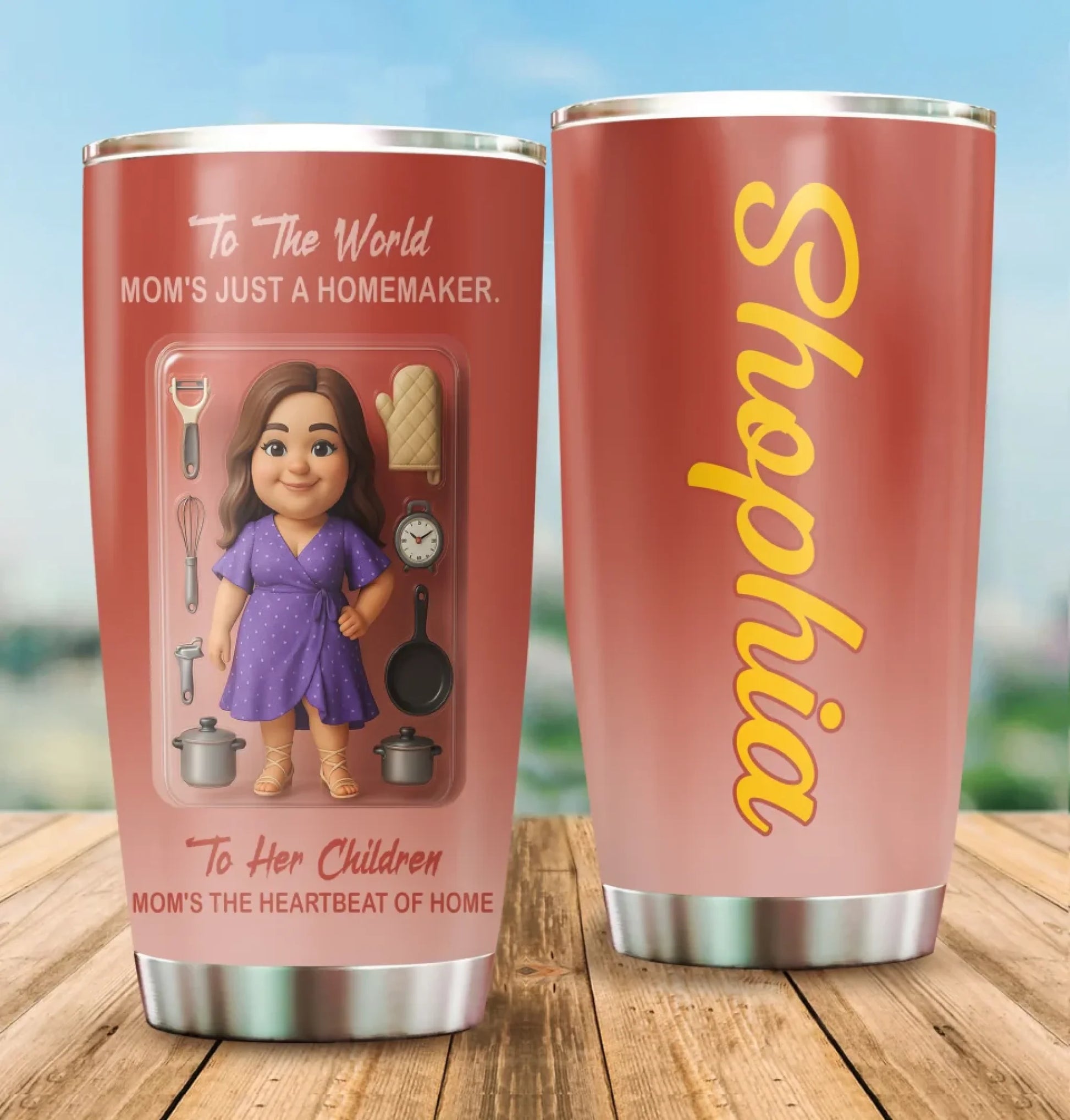 Homemaker Mom Mother’s Day Gift - Custom Chibi Photo & Name – Personalized 20oz Tumbler - Custom Choo
