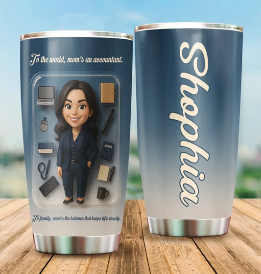 Accountant Mom Mother’s Day Gift - Custom Chibi Photo & Name – Personalized 20oz Tumbler - Custom Choo