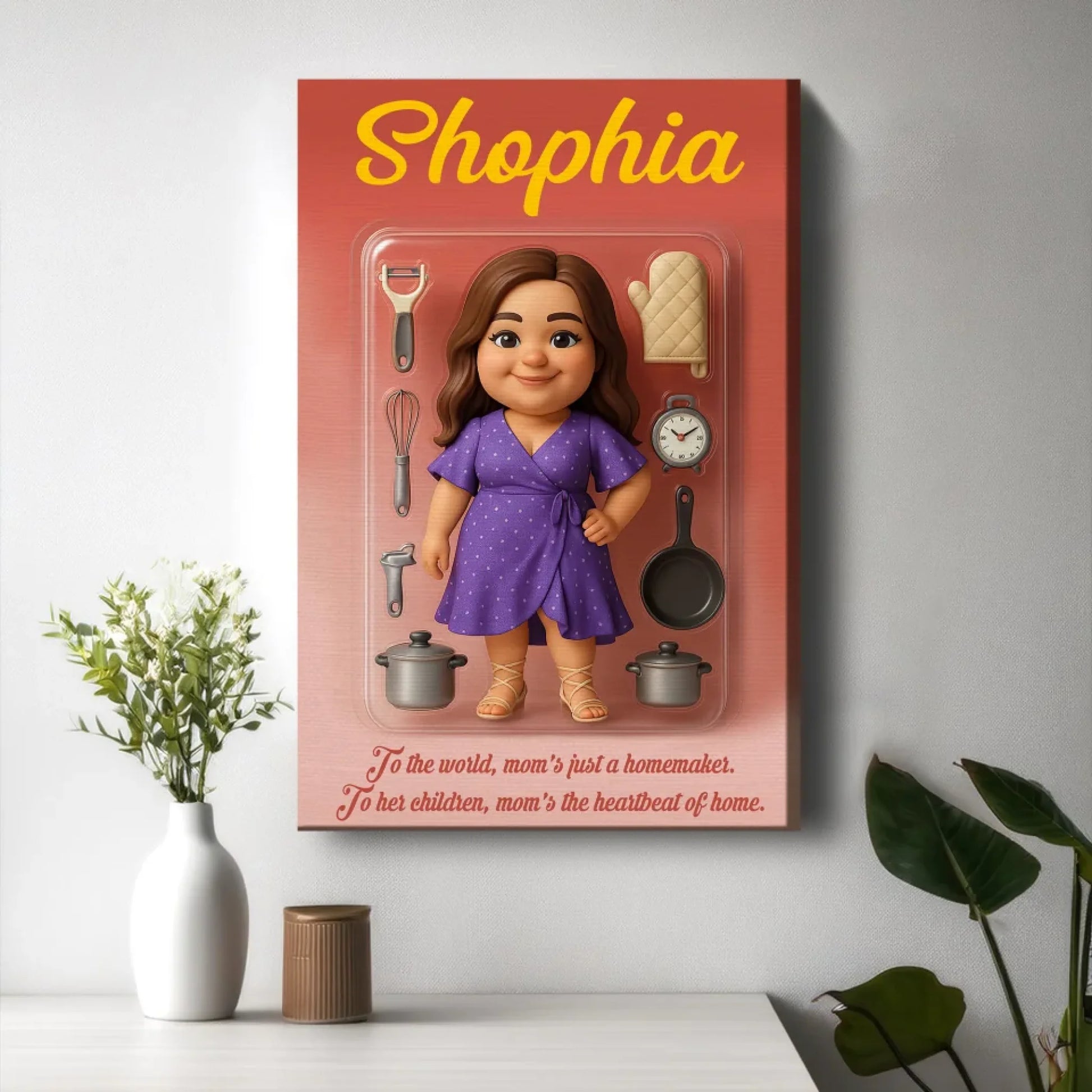 Mother’s Day Gift for Homemaker Mom - Custom Chibi Photo & Name – Personalized Wall Art - Custom Choo