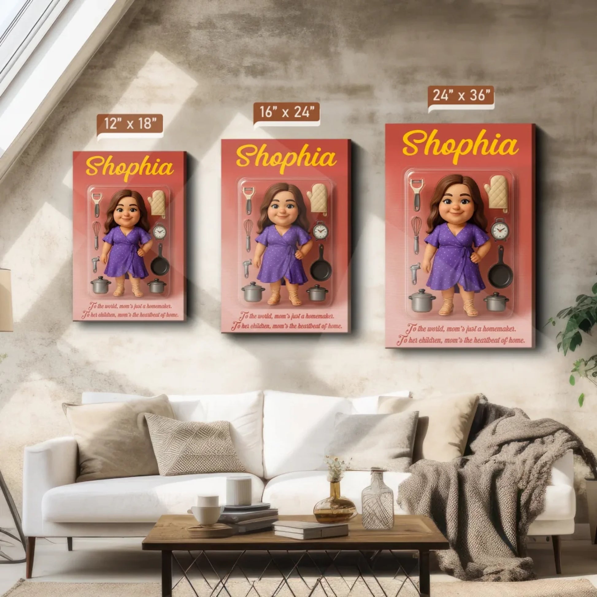 Mother’s Day Gift for Homemaker Mom - Custom Chibi Photo & Name – Personalized Wall Art - Custom Choo
