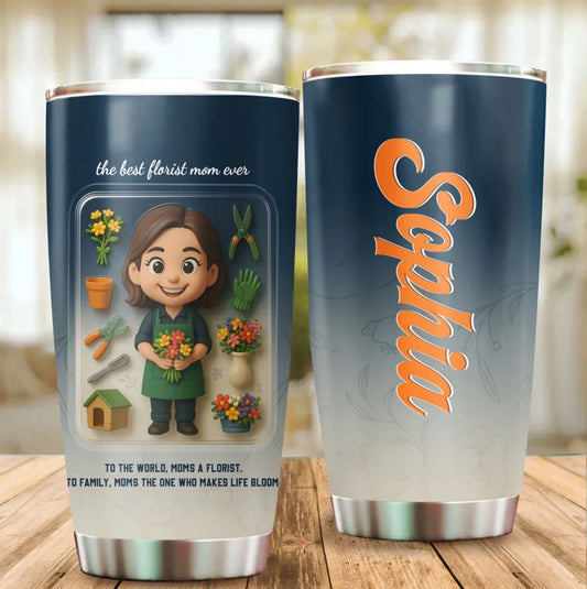 Florist Mom Mother’s Day Gift -  Custom Chibi Photo & Name – Personalized 20oz Tumbler, Custom Choo