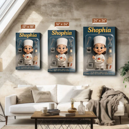 Mother’s Day Gift for Baker Mom - Custom Chibi Photo & Name – Personalized Wall Art - Custom Choo