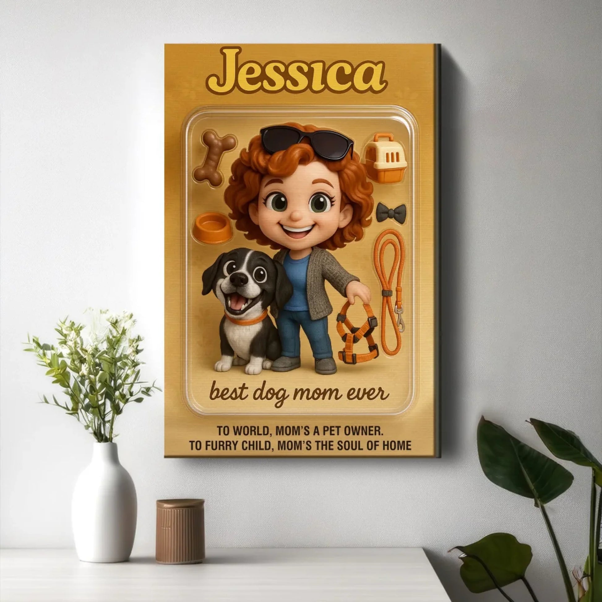 Mother’s Day Gift for Dog Mom - Custom Chibi Photo & Name – Personalized Wall Art - Custom Choo