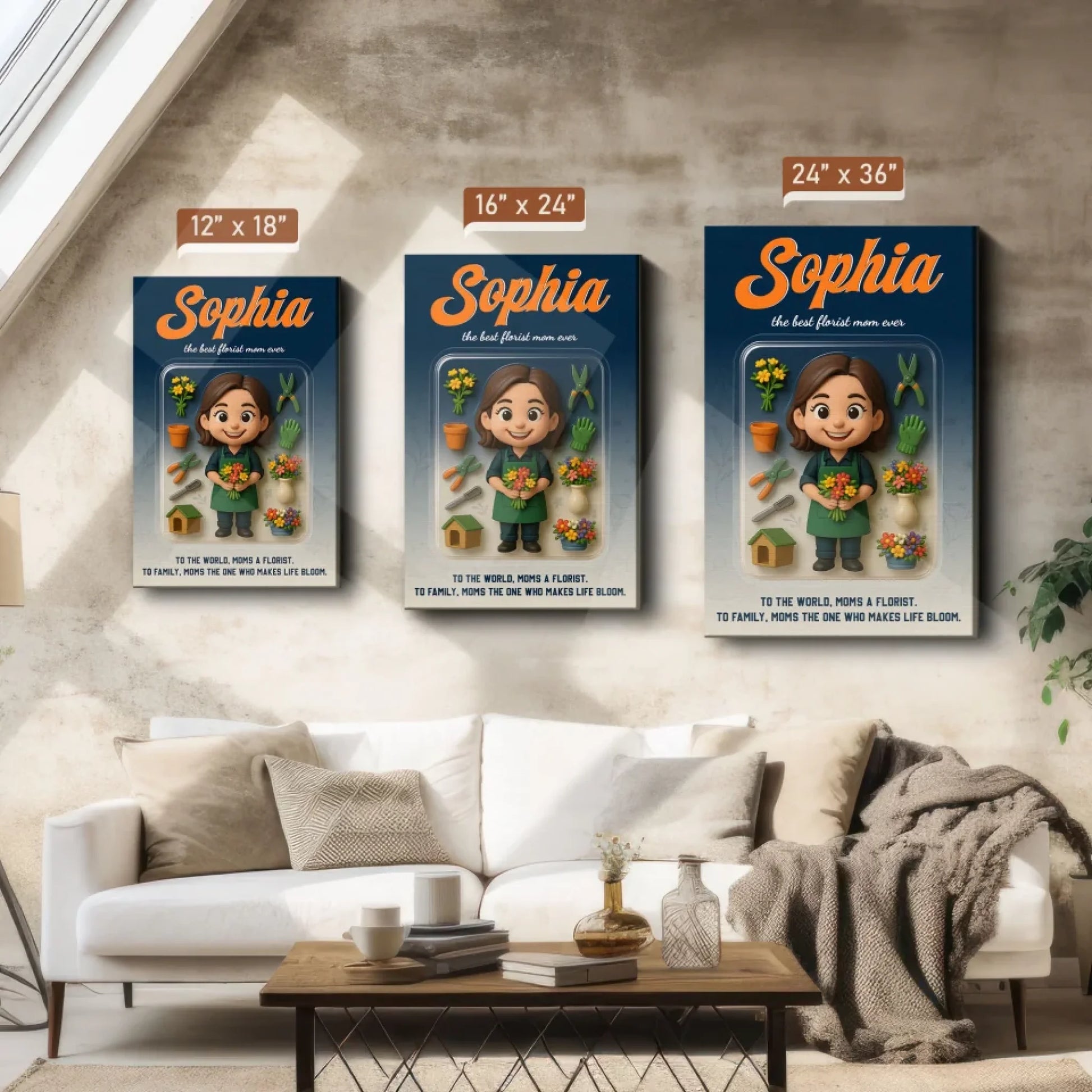 Mother’s Day Gift for Florist Mom - Custom Chibi Photo & Name – Personalized Wall Art - Custom Choo