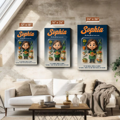 Mother’s Day Gift for Florist Mom - Custom Chibi Photo & Name – Personalized Wall Art - Custom Choo