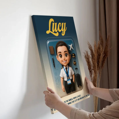 Mother’s Day Gift for Pilot Mom - Custom Chibi Photo & Name – Personalized Wall Art - Custom Choo