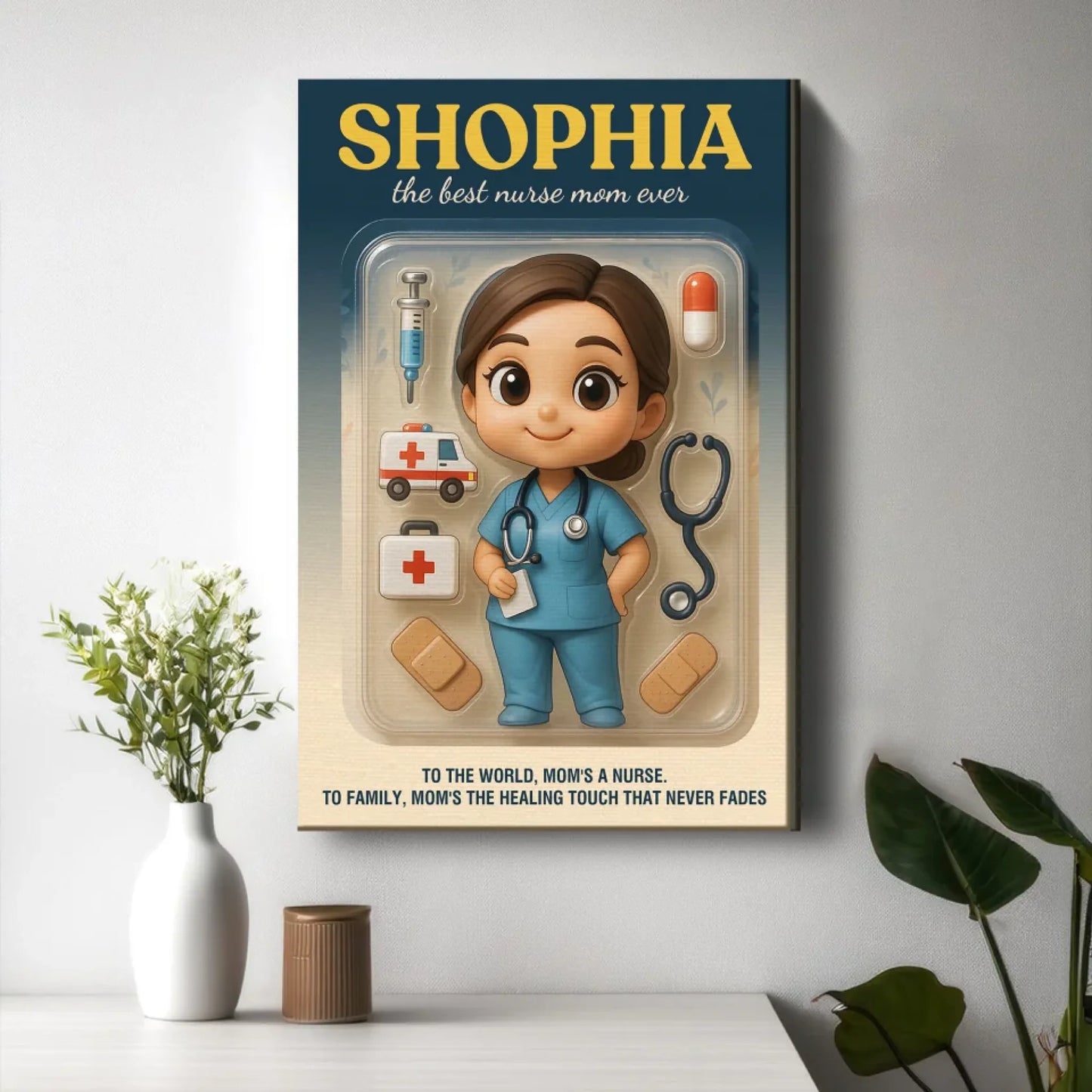Mother’s Day Gift for Doctor Mom - Custom Chibi Photo & Name – Personalized Wall Art - Custom Choo