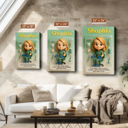 Mother’s Day Gift for Dentist Mom - Custom Chibi Photo & Name – Personalized Wall Art - Custom Choo