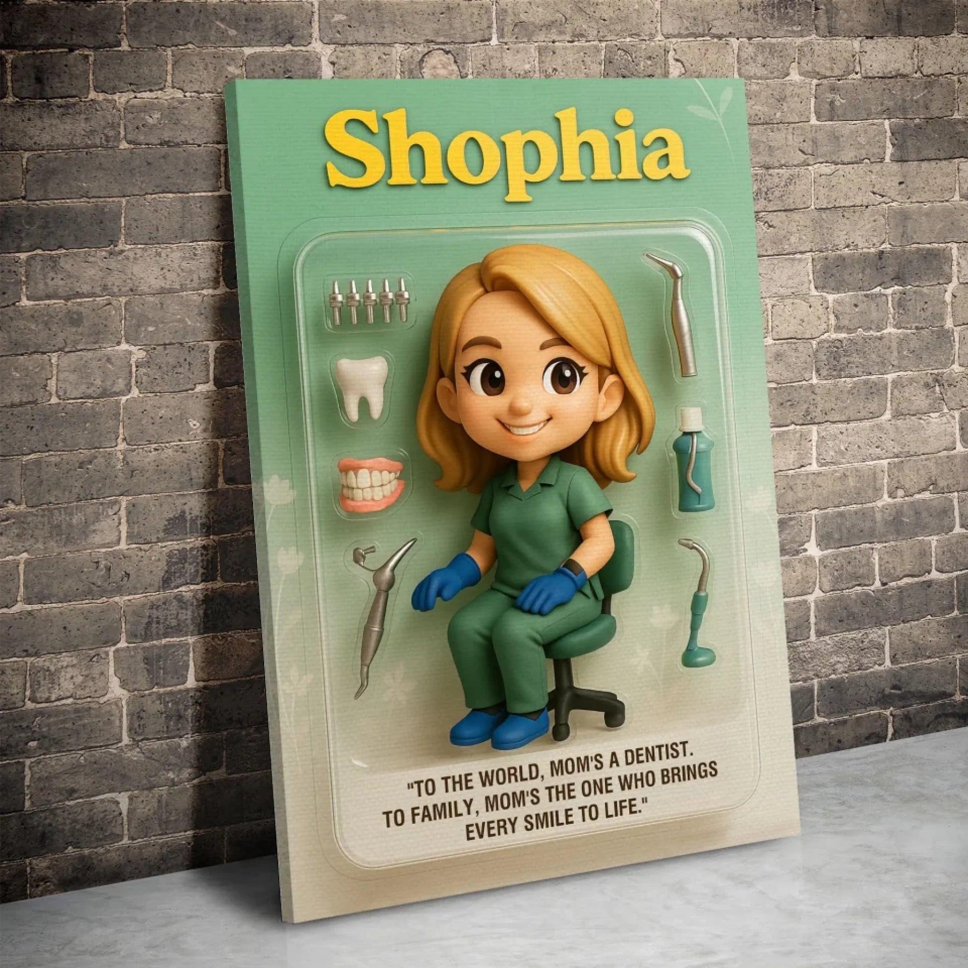 Mother’s Day Gift for Dentist Mom - Custom Chibi Photo & Name – Personalized Wall Art - Custom Choo