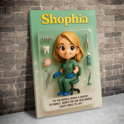 Mother’s Day Gift for Dentist Mom - Custom Chibi Photo & Name – Personalized Wall Art - Custom Choo
