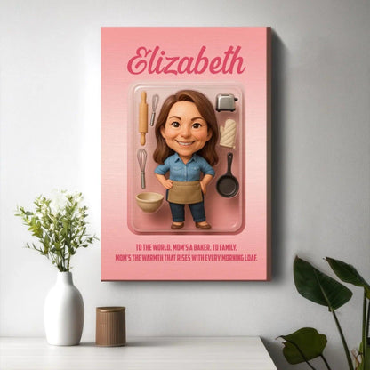 Mother’s Day Gift for Baker Mom - Custom Chibi Photo & Name – Personalized Wall Art - Custom Choo