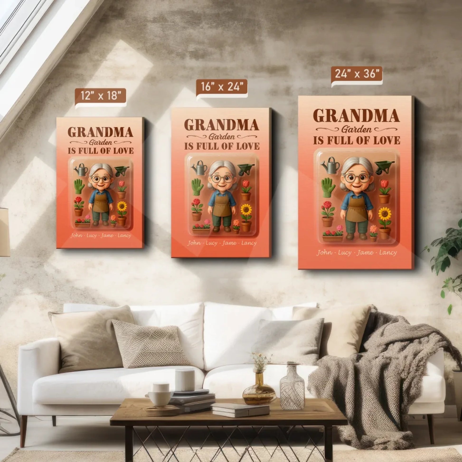 Mother’s Day Gift for Grandma Garden - Custom Chibi Photo & Name – Personalized Wall Art - Custom Choo