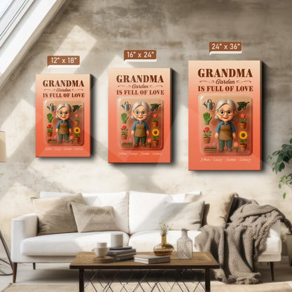 Mother’s Day Gift for Grandma Garden - Custom Chibi Photo & Name – Personalized Wall Art - Custom Choo