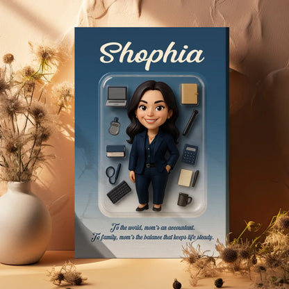 Mother’s Day Gift for Accountant Mom - Custom Chibi Photo & Name – Personalized Wall Art - Custom Choo