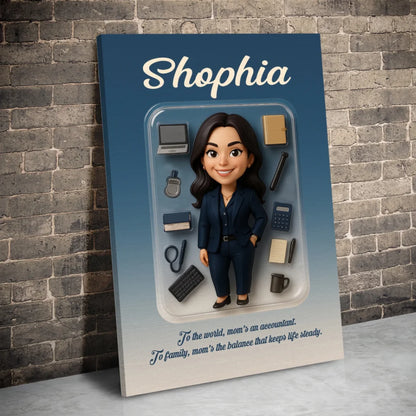 Mother’s Day Gift for Accountant Mom - Custom Chibi Photo & Name – Personalized Wall Art - Custom Choo