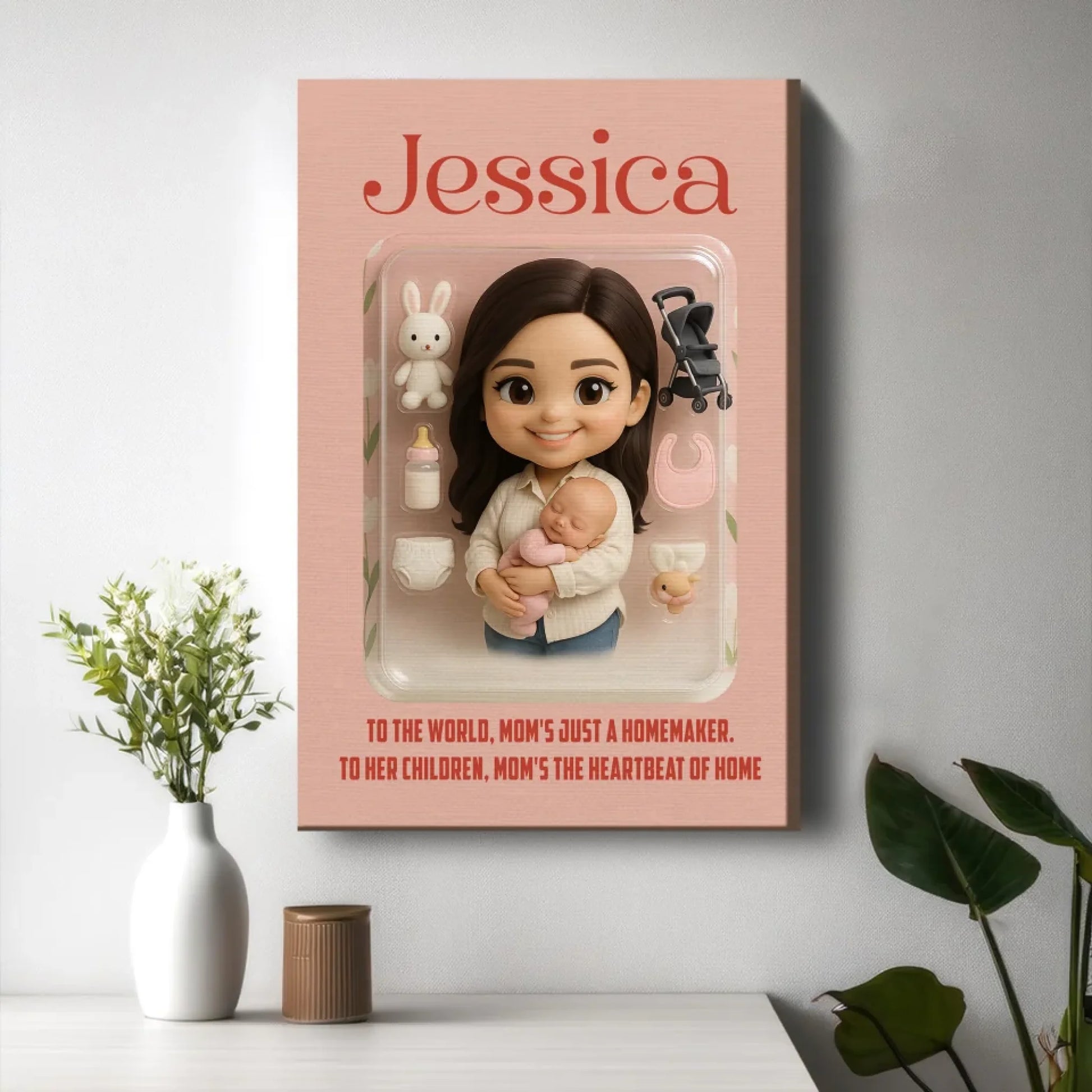Mother’s Day Gift for New Mom - Custom Chibi Photo & Name – Personalized Wall Art - Custom Choo