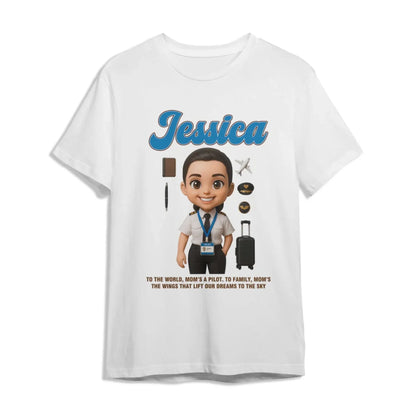 Custom Chibi Mom Shirt, Personalized Mother's Day Gift, Mom's A Pilot Mom Unique Gift for Her, Custom Name - Custom Choo