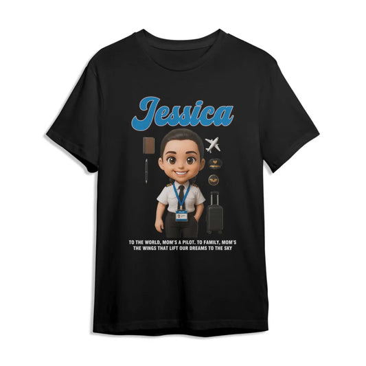 Custom Chibi Mom Shirt, Personalized Mother's Day Gift, Mom's A Pilot Mom Unique Gift for Her, Custom Name - Custom Choo