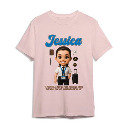 Custom Chibi Mom Shirt, Personalized Mother's Day Gift, Mom's A Pilot Mom Unique Gift for Her, Custom Name - Custom Choo