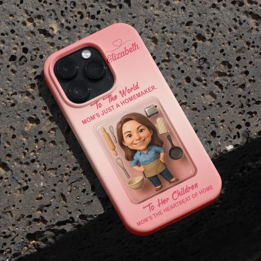 Homemaker Mom Mother’s Day Gift - Personalized Photo Chibi Phone Case for Mom - Custom Choo