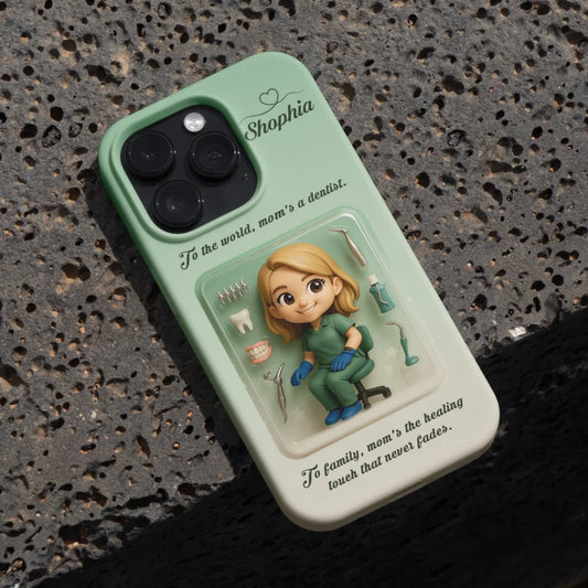 Dentist Mom Mother’s Day Gift - Personalized Photo Chibi Phone Case for Mom - Custom Choo