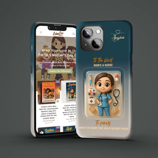 Nurse Mom Mother’s Day Gift -  Personalized Photo Chibi Phone Case for Mom, Custom Choo