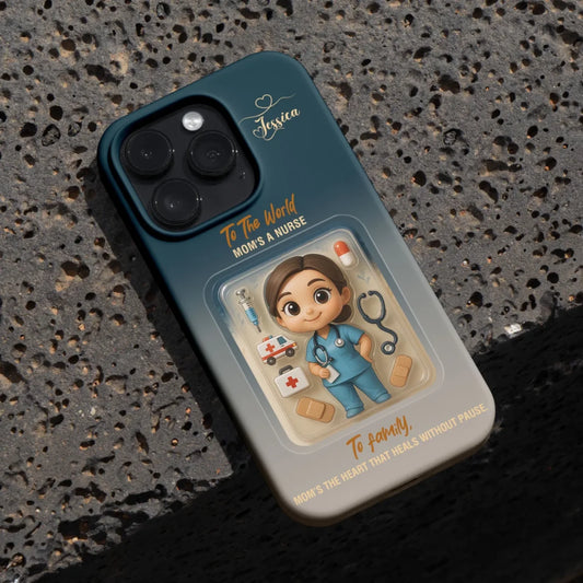Nurse Mom Mother’s Day Gift - Personalized Photo Chibi Phone Case for Mom - Custom Choo