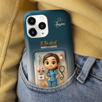 Nurse Mom Mother’s Day Gift - Personalized Photo Chibi Phone Case for Mom - Custom Choo