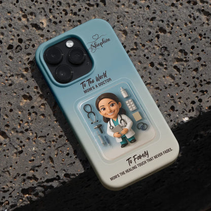Doctor Mom Mother’s Day Gift - Personalized Photo Chibi Phone Case for Mom - Custom Choo
