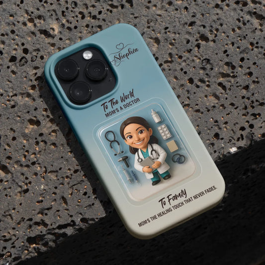 Doctor Mom Mother’s Day Gift - Personalized Photo Chibi Phone Case for Mom - Custom Choo