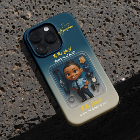 Police Mom Mother’s Day Gift - Personalized Photo Chibi Phone Case for Mom - Custom Choo