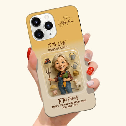 Farmer Mom Mother’s Day Gift - Personalized Photo Chibi Phone Case for Mom - Custom Choo