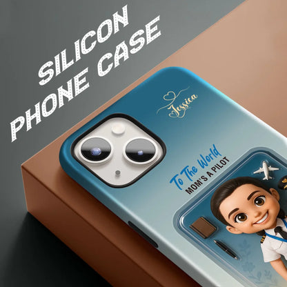 Pilot Mom Mother’s Day Gift - Personalized Photo Chibi Phone Case for Mom - Custom Choo