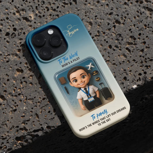 Pilot Mom Mother’s Day Gift - Personalized Photo Chibi Phone Case for Mom - Custom Choo