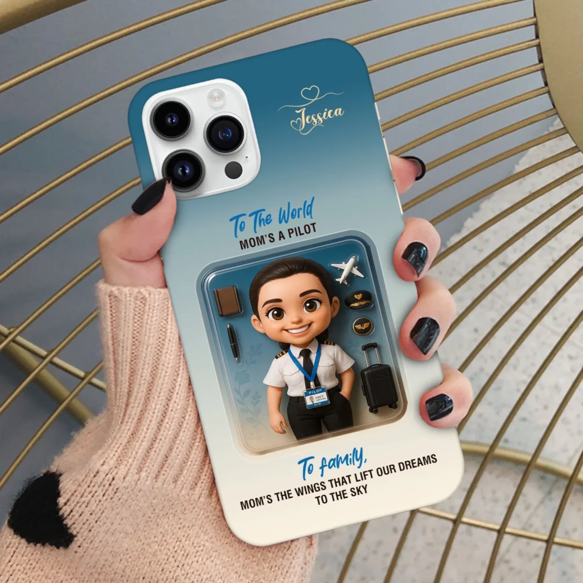 Pilot Mom Mother’s Day Gift - Personalized Photo Chibi Phone Case for Mom - Custom Choo