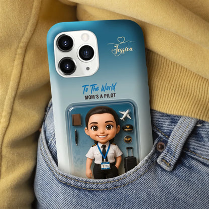 Pilot Mom Mother’s Day Gift - Personalized Photo Chibi Phone Case for Mom - Custom Choo