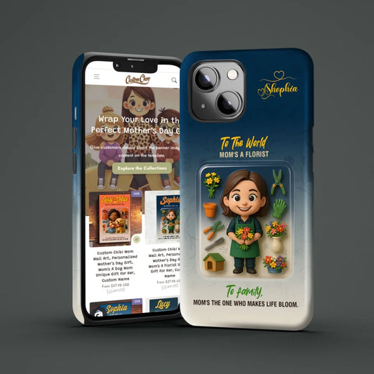 Florist Mom Mother’s Day Gift -  Personalized Photo Chibi Phone Case for Mom, Custom Choo