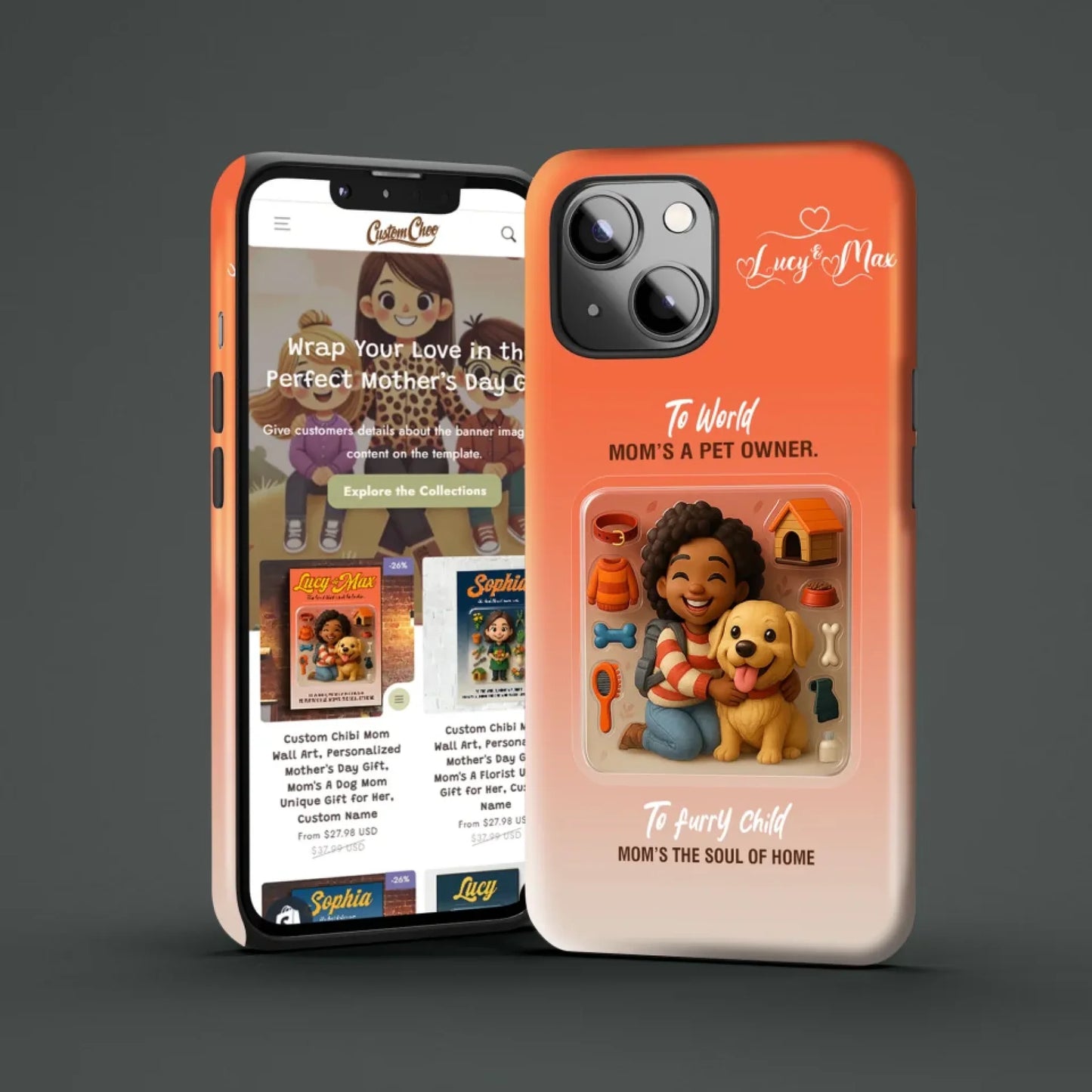 Dog Mom Mom Mother’s Day Gift - Personalized Photo Chibi Phone Case for Mom - Custom Choo