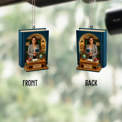 Teacher Mom Mother's Day Gift - Personalized Photo Car Ornament for Mom - Custom Choo
