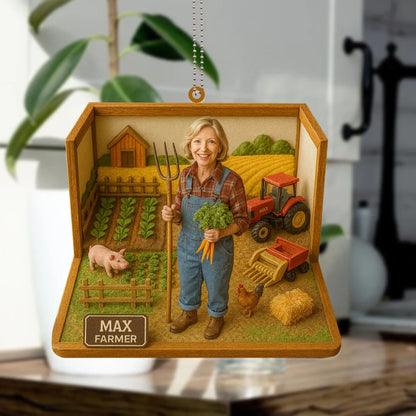 Farmer Mom Mother's Day Gift - Personalized Photo Car Ornament for Mom - Custom Choo