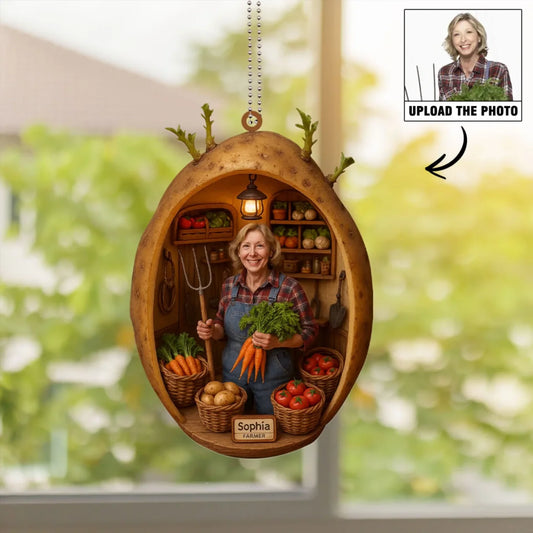 Farmer Mom Mother's Day Gift - Personalized Photo Car Ornament for Mom - Custom Choo