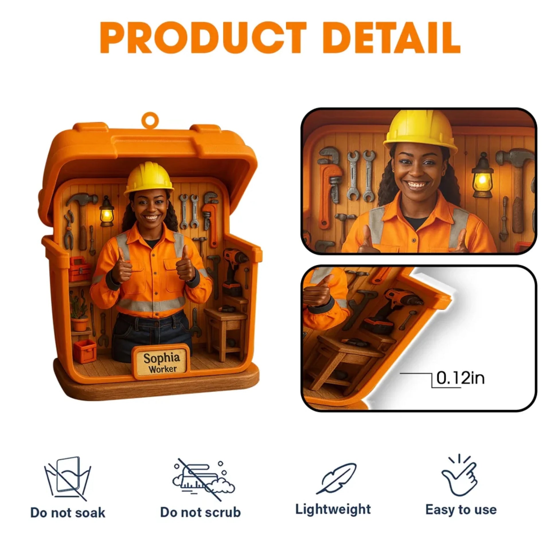 Construction Worker Mom Mother's Day Gift - Personalized Photo Car Ornament for Mom - Custom Choo