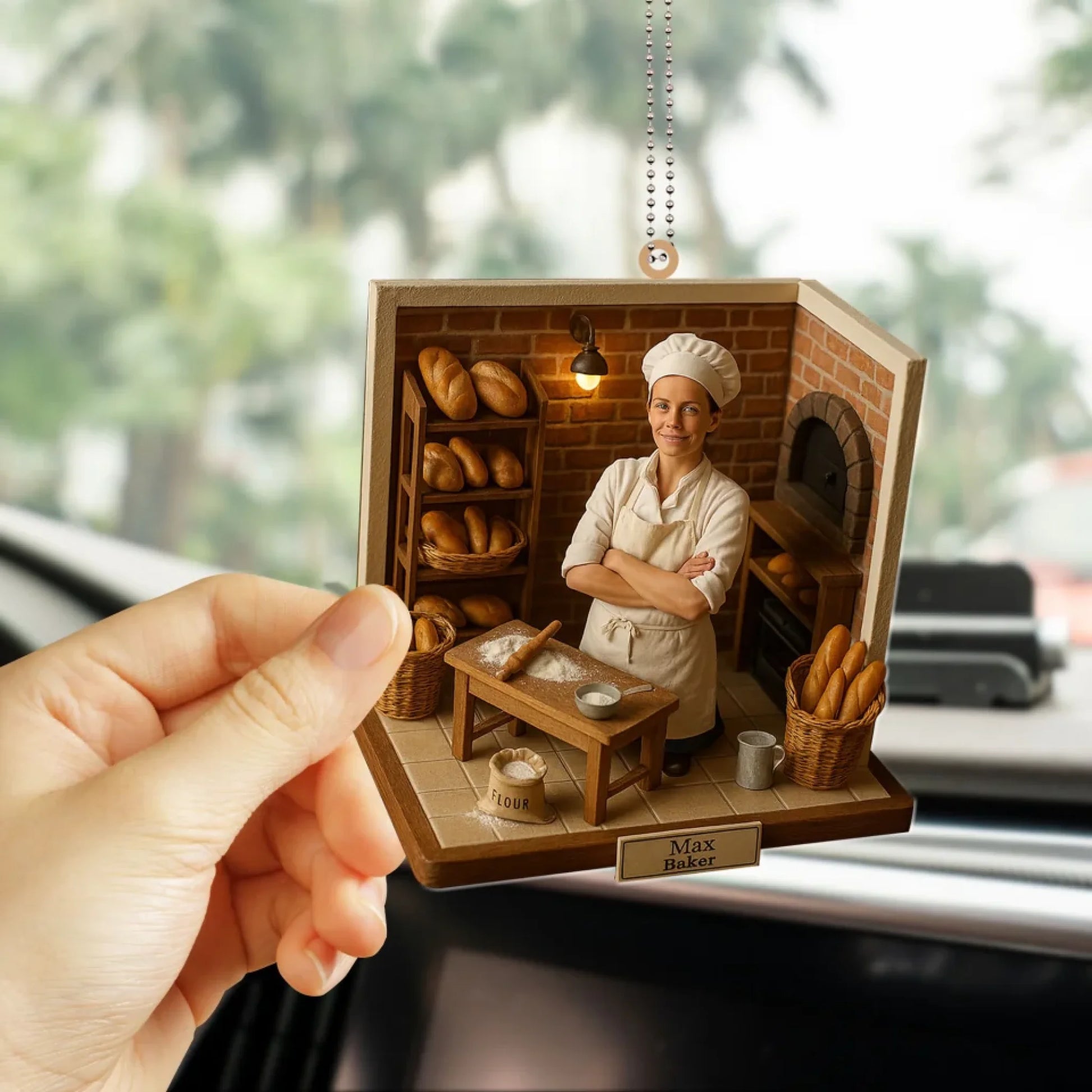 Baker Mom Mother's Day Gift - Personalized Photo Car Ornament for Mom - Custom Choo