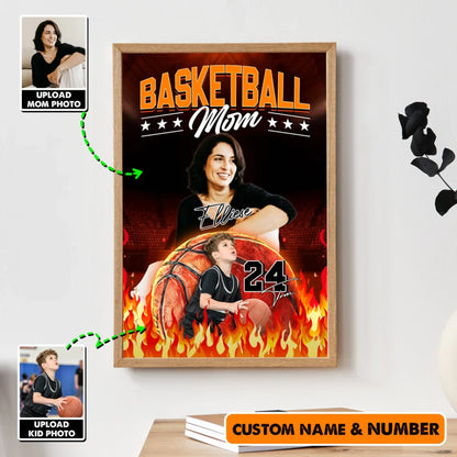 Mother's Day Gift For Basketball Mom - Custom Photo - Name & Jersey Number - Personalized Poster - Custom Choo