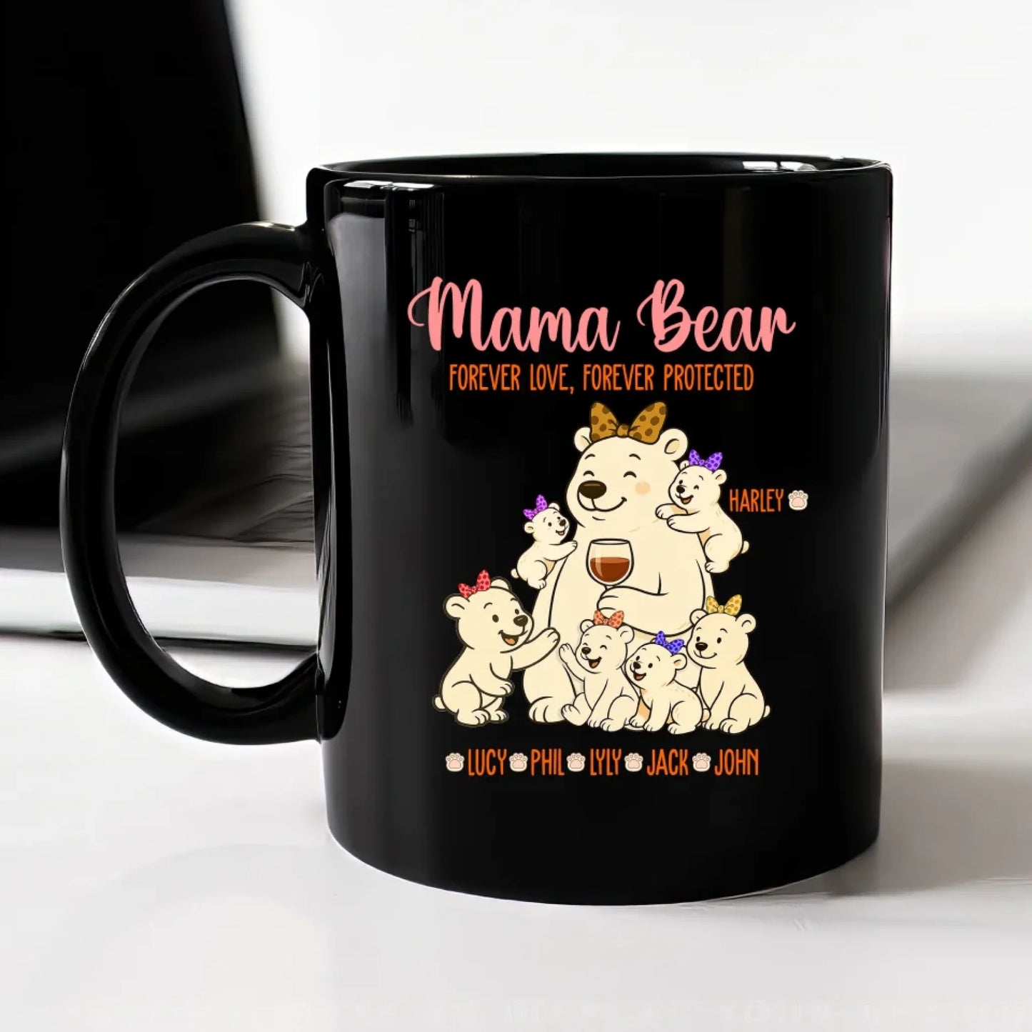 Mama Bear - Custom Kid Name - Personalized Mug - Custom Choo