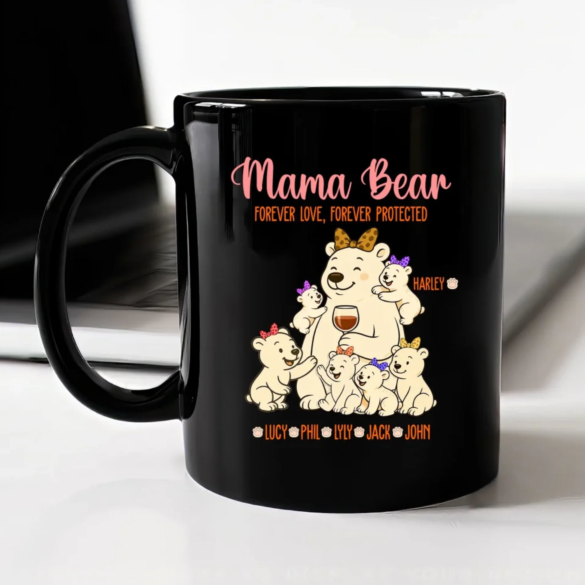 Mama Bear - Custom Kid Name - Personalized Mug - Custom Choo