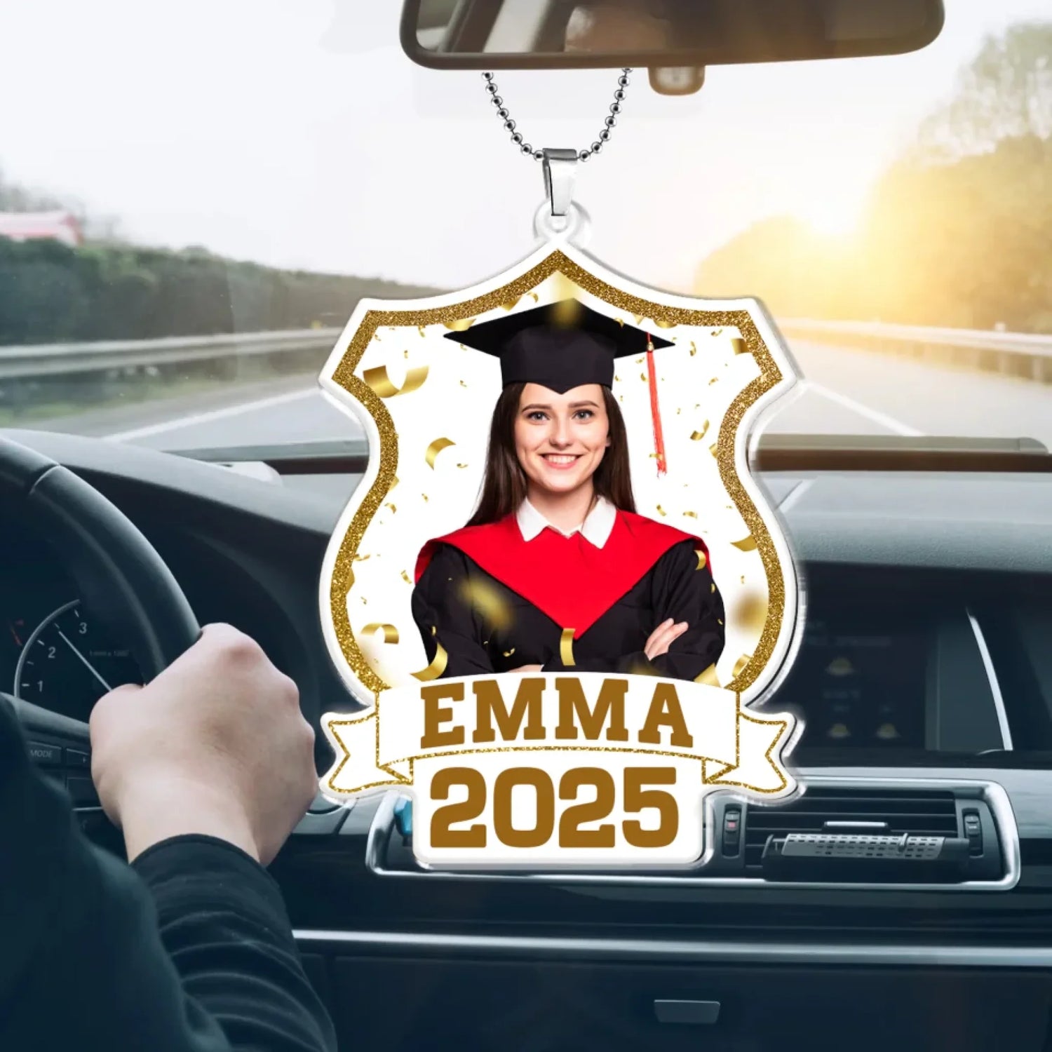 Graduation Gift Mirror Accessory - Personalized Photo Rear View Mirror Accessory, Custom Choo