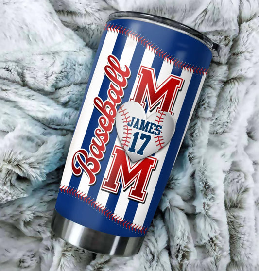 Custom Photo, Name & Jersey Number, Upload Your Logo, Personalized Baseball Mom Tumbler My Favorite Baseball Player Calls Me Mom, Custom Choo