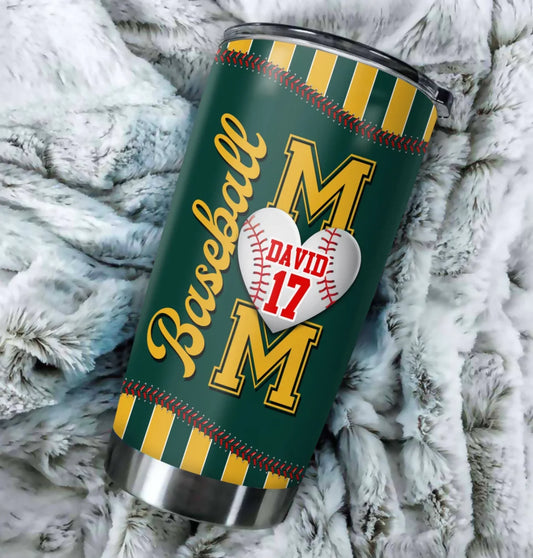 Baseball Mom Personalized Tumbler – Add Name, Number & Team Logo – Great Gift for Mother’s Day, Custom Choo